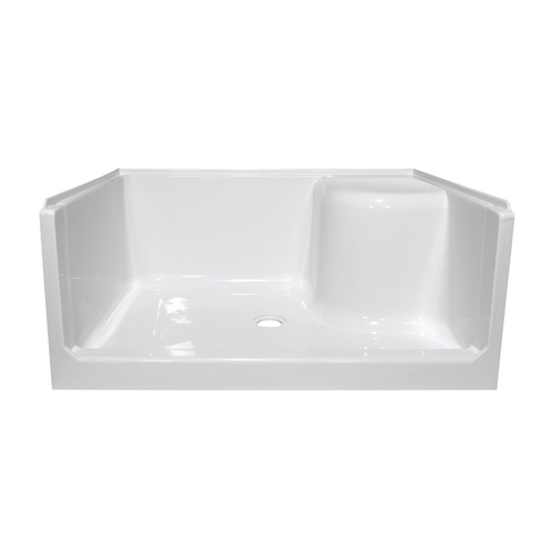 Bath Showers 378077BL white left seat, 378076BL white right seat, 378080BL biscuit left seat, 378079BL biscuit right seat Lyons Elite  32'' x 60'' Seated Walk In Shower Base With Center Drain