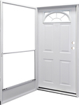  Kinro 34x80 Raised Panel Steel Combo Door with sunburst window for mobile homes