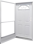 Kinro 34x76 Raised Panel Steel Combo Door with sunburst window for mobile homes